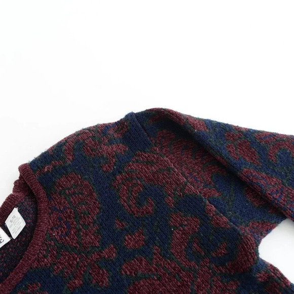 Vintage 90'S Maggies Choice Maroon & Navy Floral Crew Neck Sweater Size XL - Picture 9 of 10